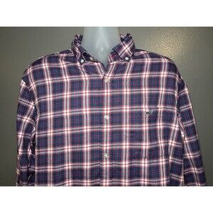 Vineyard Vines Shirt Mens Large Blue Plaid Tucker Performance Button Down